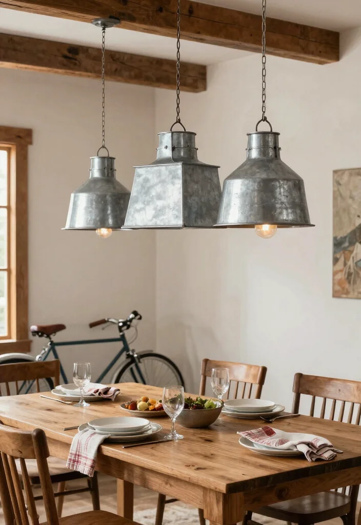 16 Farmhouse Dining Room Light Fixtures Ideas With Vintage Glow - 3. Barn-Style Lighting 1