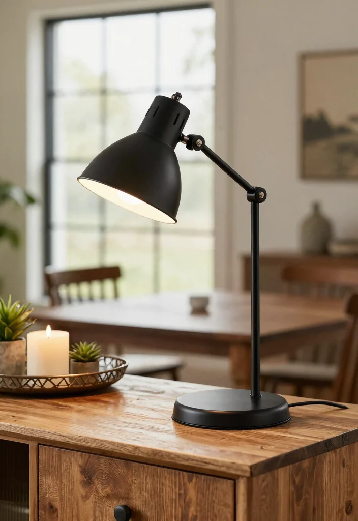 16 Farmhouse Dining Room Light Fixtures Ideas With Vintage Glow - 4. Industrial-Style Table Lamps 1