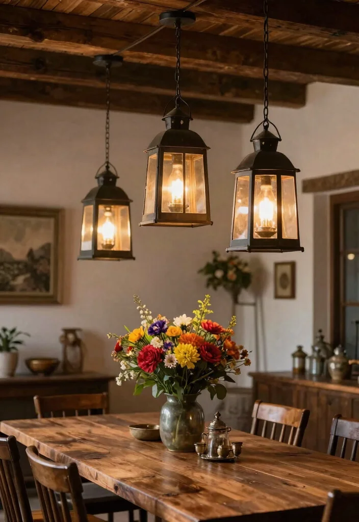 16 Farmhouse Dining Room Light Fixtures Ideas With Vintage Glow - 5. Lantern-Style Fixtures 1