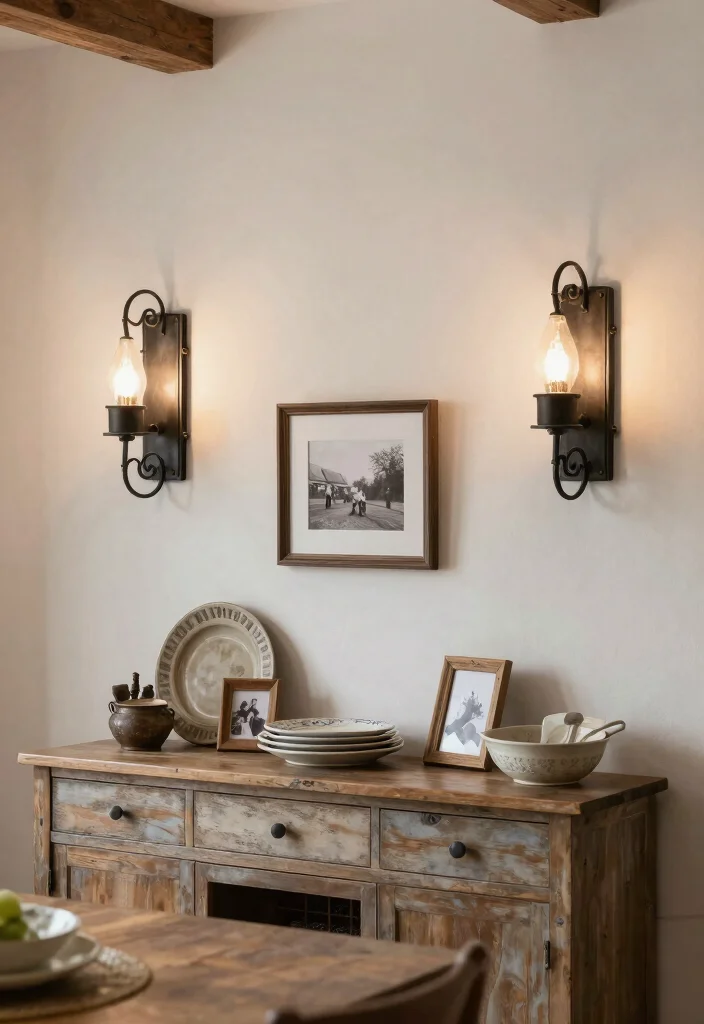 16 Farmhouse Dining Room Light Fixtures Ideas With Vintage Glow - 7. Rustic Wall Sconces 1