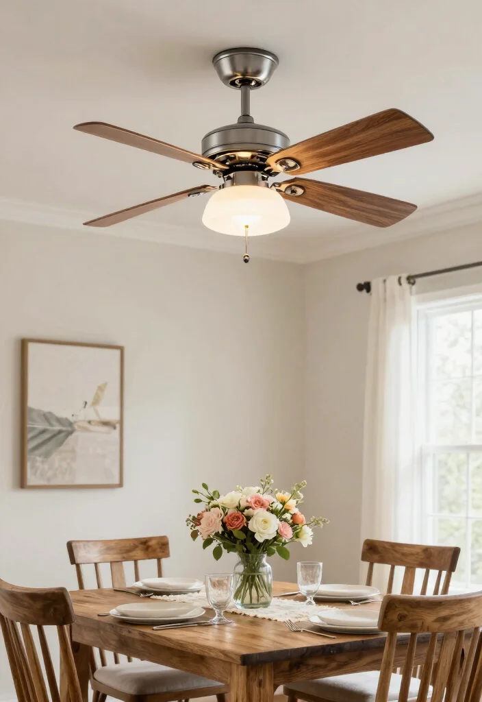 16 Farmhouse Dining Room Light Fixtures Ideas With Vintage Glow - 9. Farmhouse Ceiling Fans 1