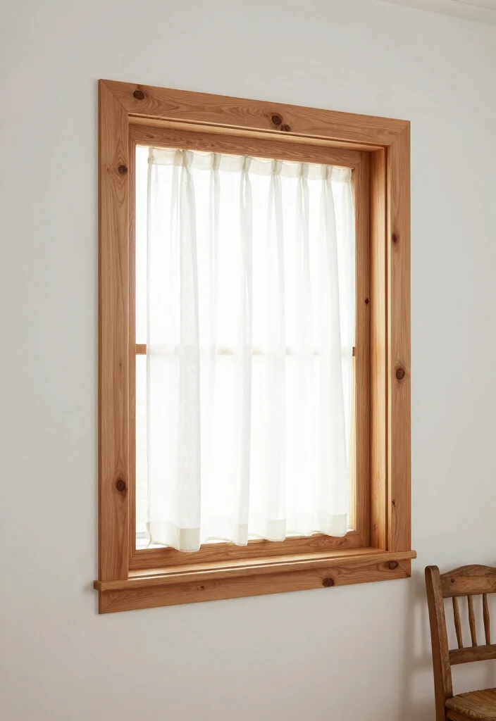 16 Farmhouse Window Trim Ideas With Charming Character - 10. Simple Trim with Natural Wood 1