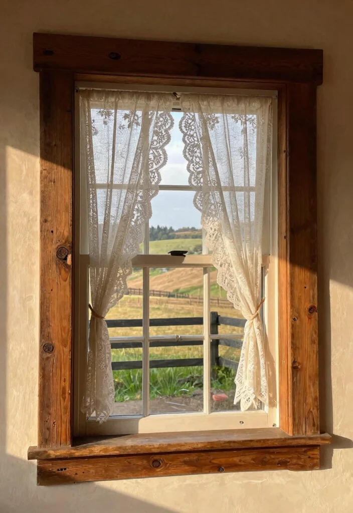 16 Farmhouse Window Trim Ideas With Charming Character - 2. Rustic Barn Wood 1