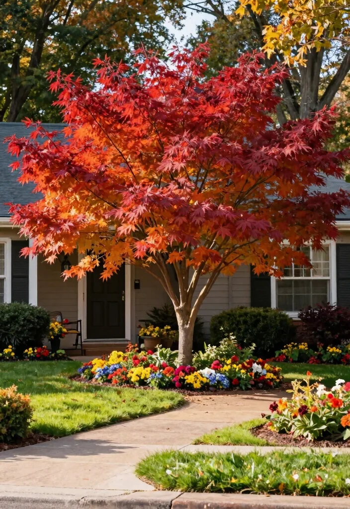 16 Front Yard Bushes Ideas With Structured Beauty - 15. Autumn Blaze Maple: A Tree and Bush Hybrid 1