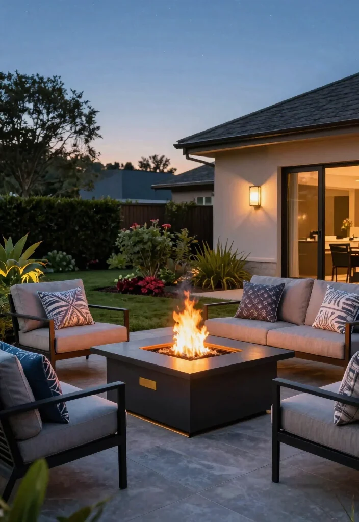 16 Front Yard No Grass Landscaping Ideas With Modern Appeal - 12. Modern Fire Pits 1