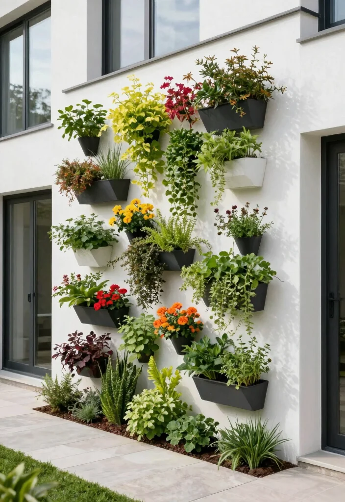 16 Front Yard No Grass Landscaping Ideas With Modern Appeal - 5. Vertical Gardens 1