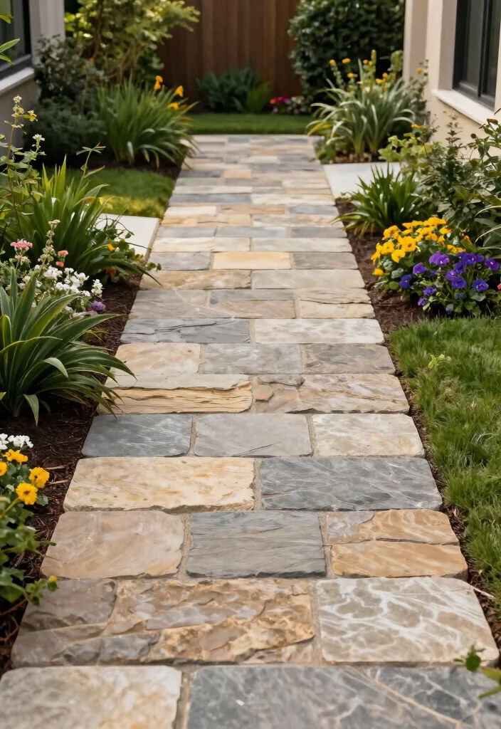 16 Front Yard No Grass Landscaping Ideas With Modern Appeal - 7. Paver Stones for Pathways 1