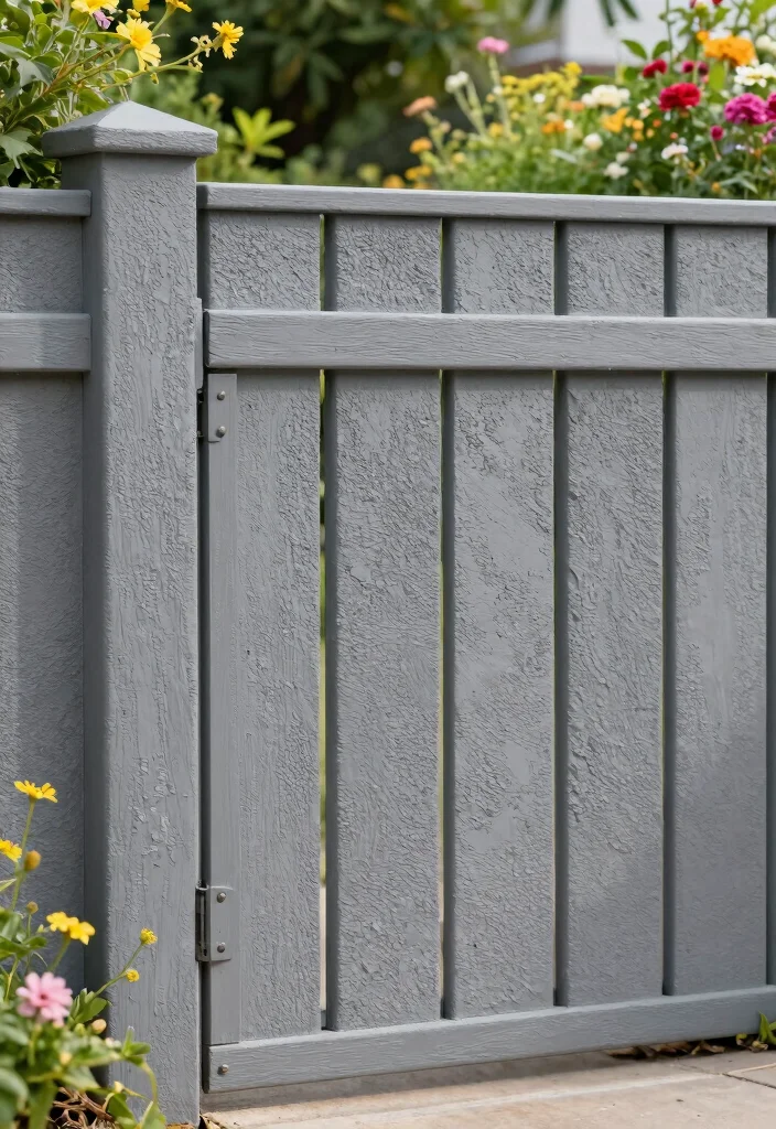 16 Grey Fence Paint Ideas With Modern Edge - 11. Grey with Textured Finishes 1