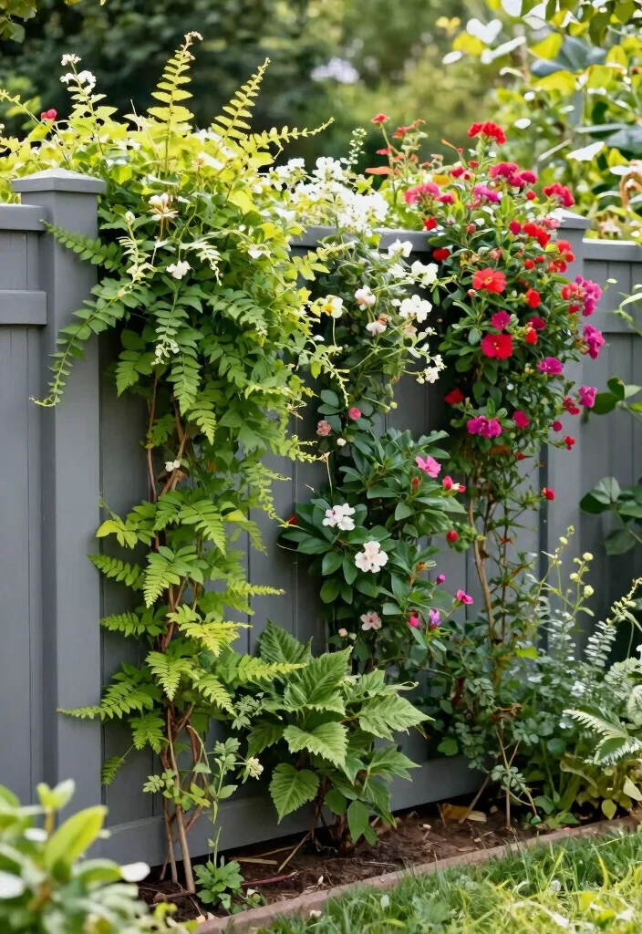 16 Grey Fence Paint Ideas With Modern Edge - 12. Grey Fence with Vertical Garden Features 1