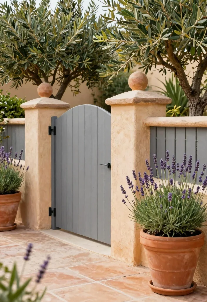 16 Grey Fence Paint Ideas With Modern Edge - 14. Grey with Mediterranean Inspiration 1