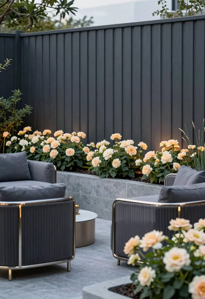 16 Grey Fence Paint Ideas With Modern Edge - 4. Dark Grey for a Luxurious Feel 1