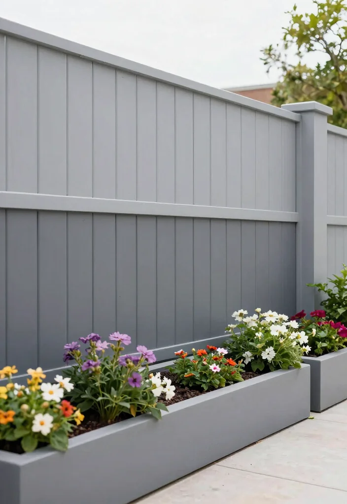 16 Grey Fence Paint Ideas With Modern Edge - 8. Two-Tone Grey for a Modern Twist 1