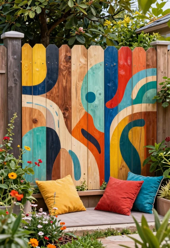 16 Modern Fence Design Wood Ideas With Sleek Lines 11 16 Modern Fence Design Wood Ideas With Sleek Lines - 11. Artistic Wood Fence for Unique Style 1