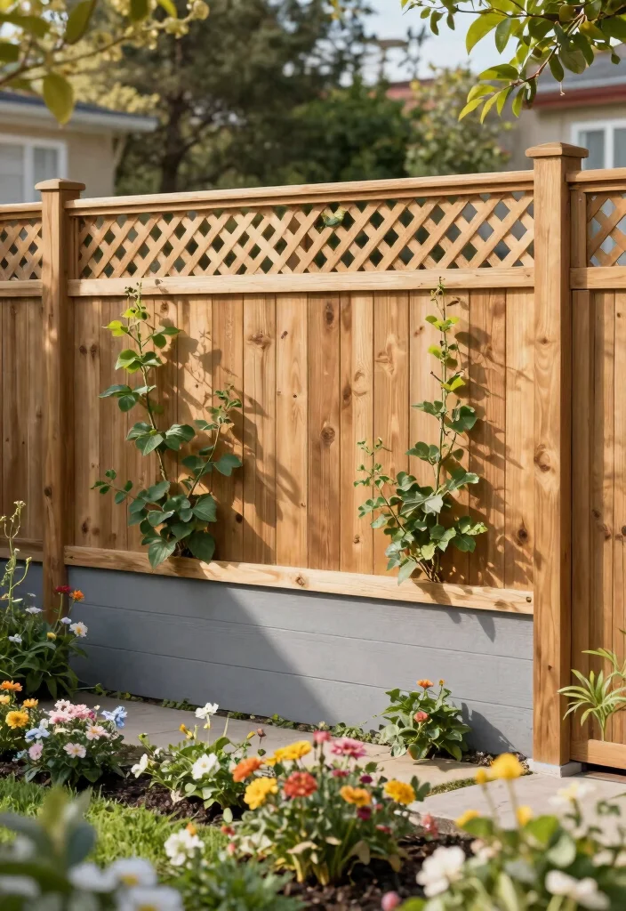 16 Modern Fence Design Wood Ideas With Sleek Lines 3 16 Modern Fence Design Wood Ideas With Sleek Lines - 3. Lattice Top Fence for an Elegant Touch 1