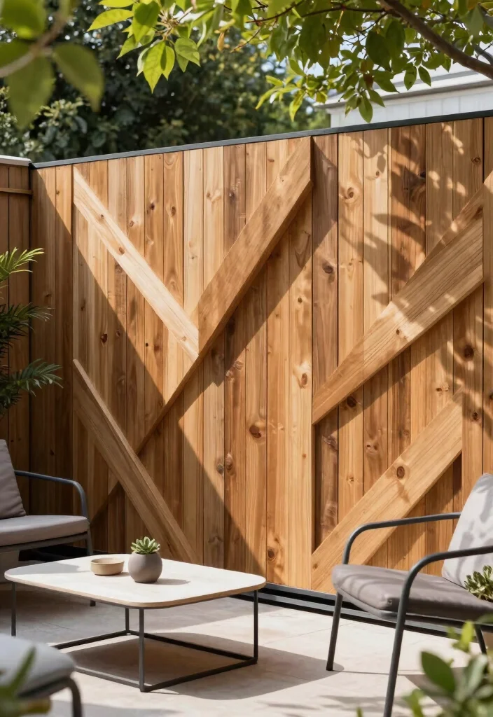 16 Modern Fence Design Wood Ideas With Sleek Lines 4 16 Modern Fence Design Wood Ideas With Sleek Lines - 4. Geometric Pattern Fence for Modern Vibes 1
