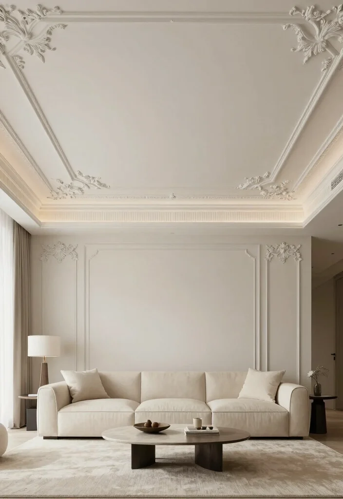 16 Room Pop Design Ceiling Ideas That Elevate Interiors - 3. Exaggerated Moldings for Dramatic Effect 1