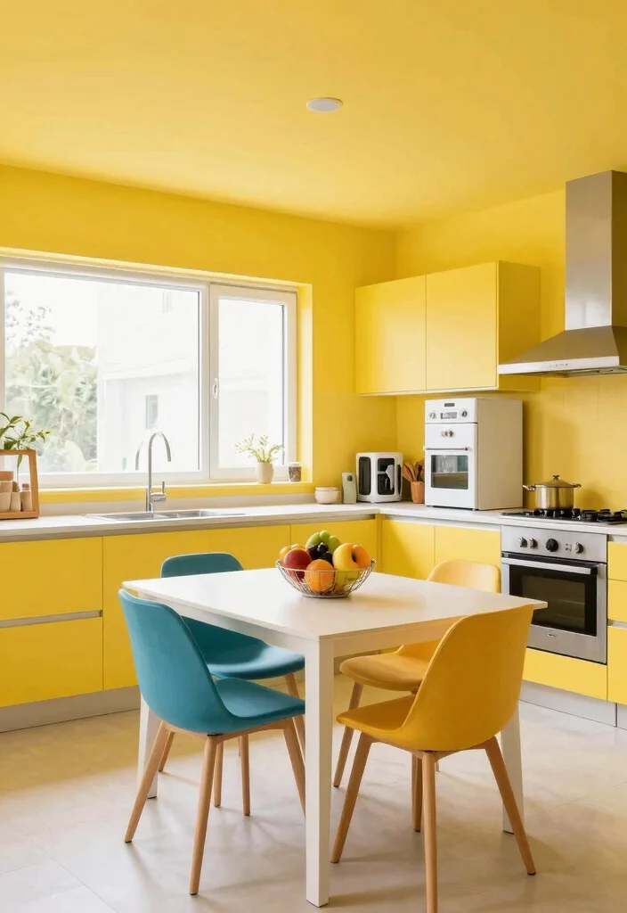 16 Wall and Ceiling Same Color Ideas With Seamless Style 13 16 Wall and Ceiling Same Color Ideas With Seamless Style - 13. Bright Lemon Freshness 1