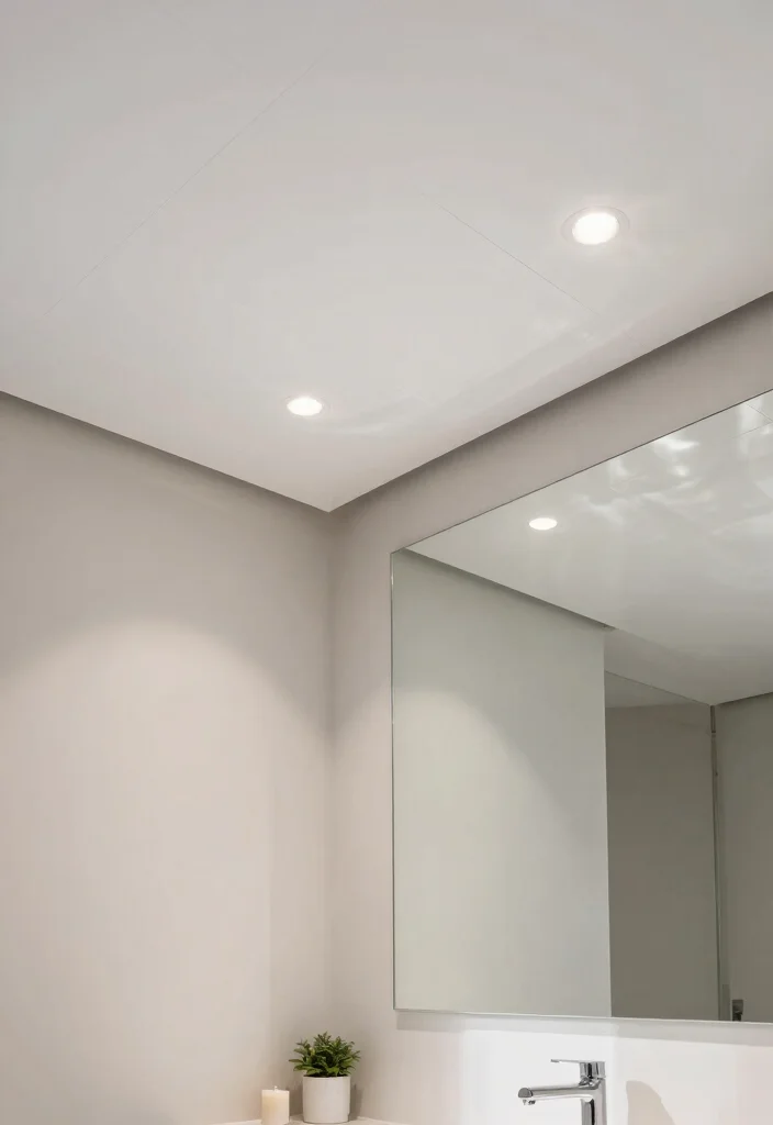 17 Bathroom Ceiling Design Modern Ideas With Luxe Touch 1 17 Bathroom Ceiling Design Modern Ideas With Luxe Touch - 1. Glossy White Panels 1