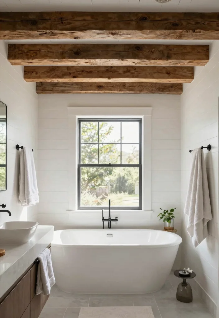 17 Bathroom Ceiling Design Modern Ideas With Luxe Touch 2 17 Bathroom Ceiling Design Modern Ideas With Luxe Touch - 2. Textured Wood Beams 1