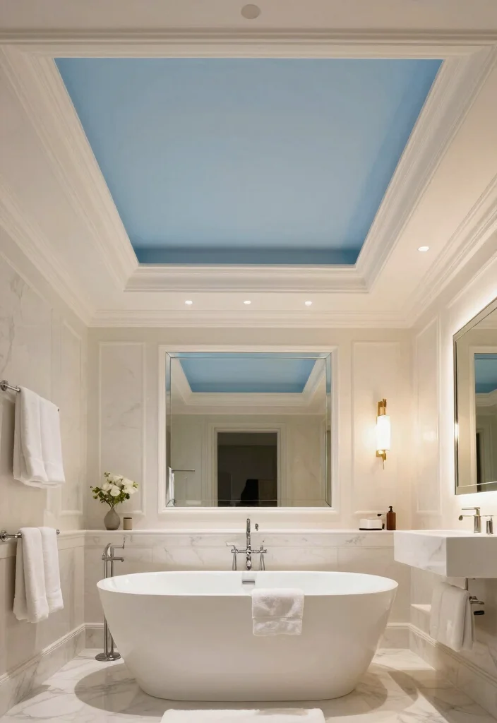 17 Bathroom Ceiling Design Modern Ideas With Luxe Touch 3 17 Bathroom Ceiling Design Modern Ideas With Luxe Touch - 3. Elegant Tray Ceiling 1