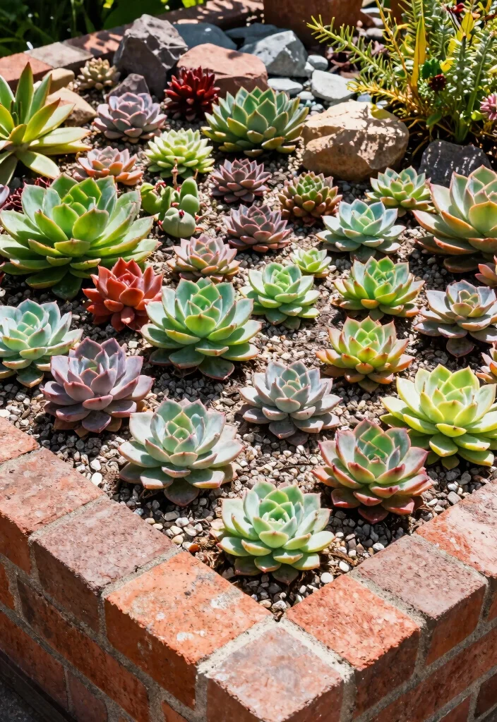 17 Brick Raised Garden Beds Ideas With Classic Structure - 15. Succulent Paradise 1