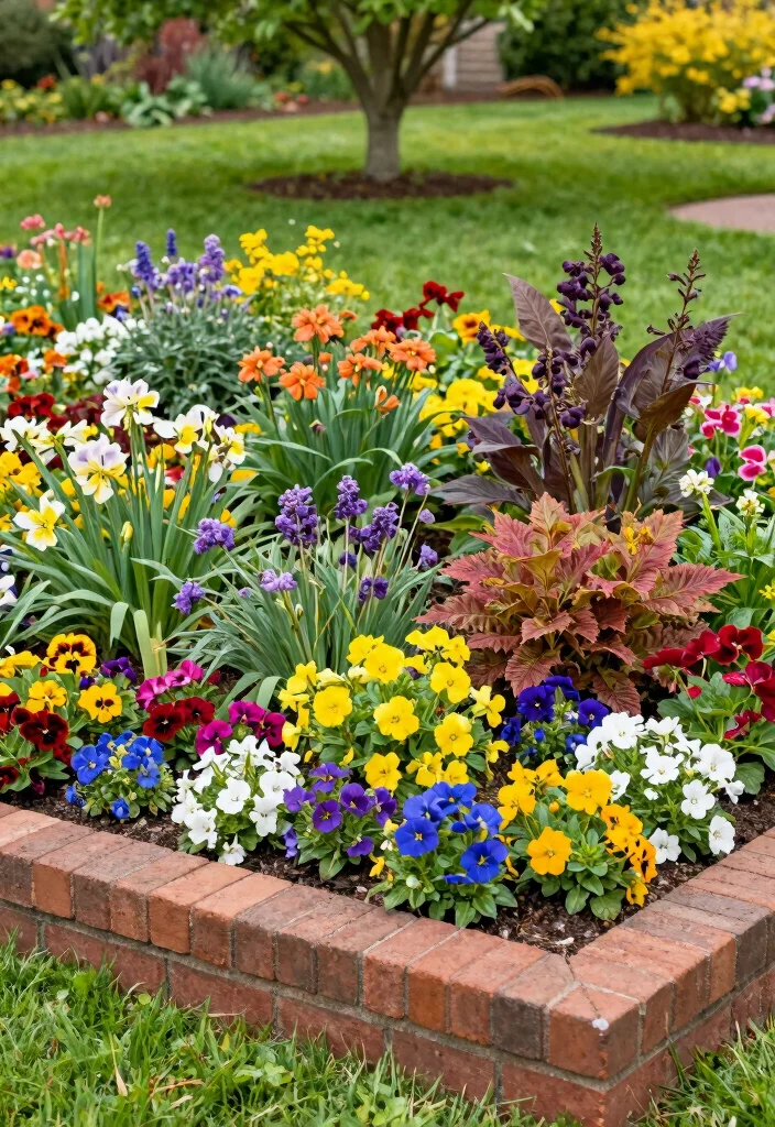 17 Brick Raised Garden Beds Ideas With Classic Structure - 16. Seasonal Color Displays 1