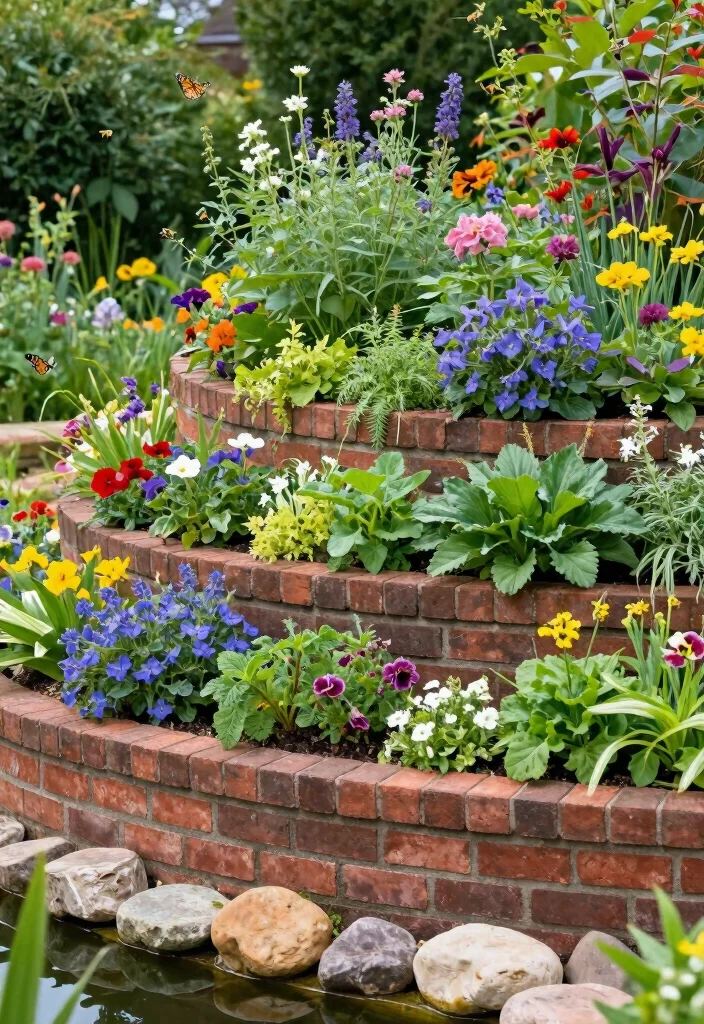 17 Brick Raised Garden Beds Ideas With Classic Structure - 3. Multi-Level Garden Beds 1