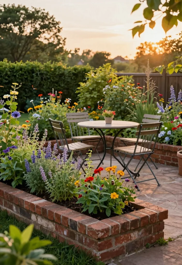 17 Brick Raised Garden Beds Ideas With Classic Structure - 7. Bordering a Patio 1