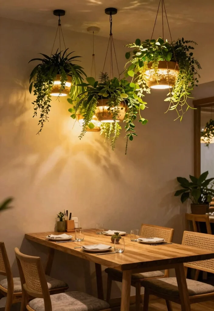 17 Ceiling Lighting Ideas That Transform Any Room - 11. Hanging Planters with Integrated Lighting 1