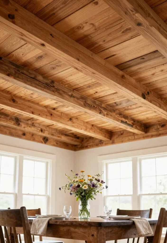 17 Ceiling Panels Ideas With Texture & Depth - 1. Rustic Reclaimed Wood Panels 1