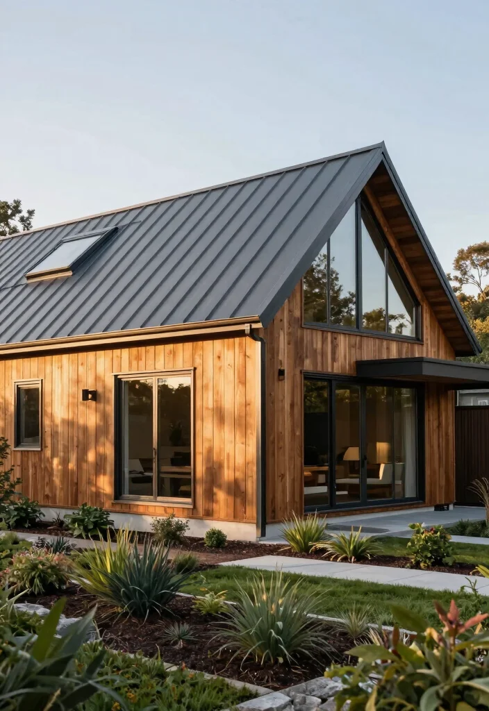 17 Contemporary Farmhouse Exterior Ideas With Modern Edge - 1. Sleek Metal Accents 1