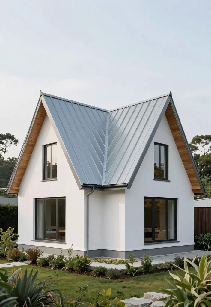 17 Contemporary Farmhouse Exterior Ideas With Modern Edge - 15. Unique Roofing Styles 1
