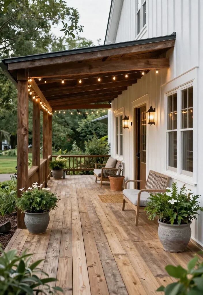 17 Contemporary Farmhouse Exterior Ideas With Modern Edge - 3. Open Porches and Decks 1