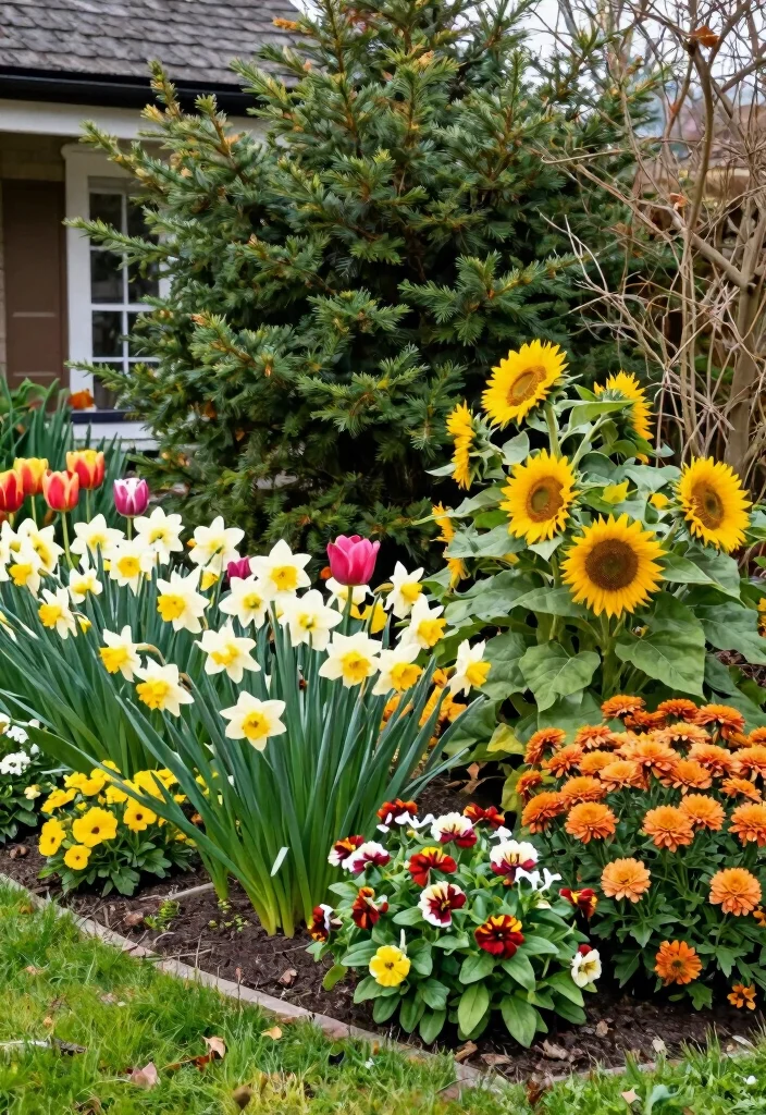 17 Cottage Landscaping Front Yard Ideas With Storybook Charm - 10. Seasonal Planting Themes 1