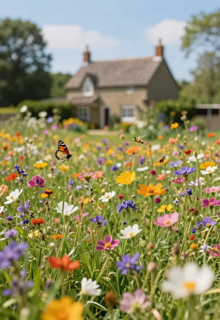 17 Cottage Landscaping Front Yard Ideas With Storybook Charm - 11. Wildflower Meadows 1