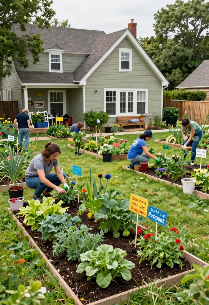 17 Cottage Landscaping Front Yard Ideas With Storybook Charm - 17. Community Garden Involvement 1