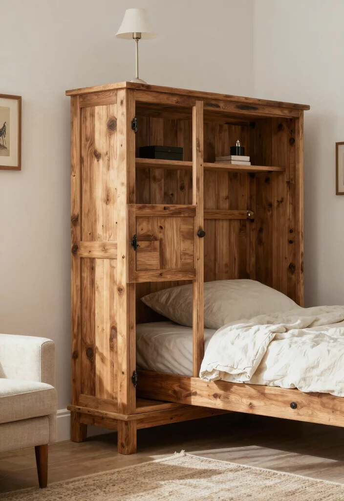 17 Farmhouse Bed Frame Ideas With Rustic Elegance - 11. Farmhouse Style Murphy Bed 1