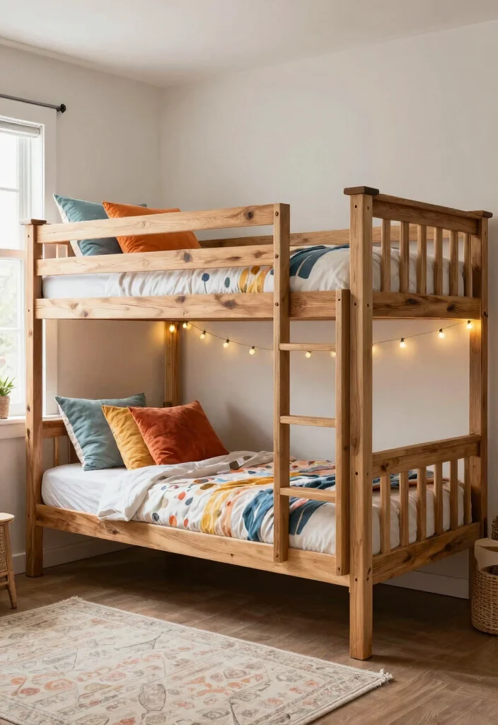 17 Farmhouse Bed Frame Ideas With Rustic Elegance - 13. Farmhouse Bunk Bed Frame 1