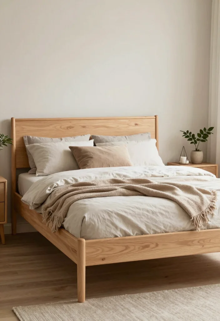 17 Farmhouse Bed Frame Ideas With Rustic Elegance - 15. Scandinavian Farmhouse Frame 1