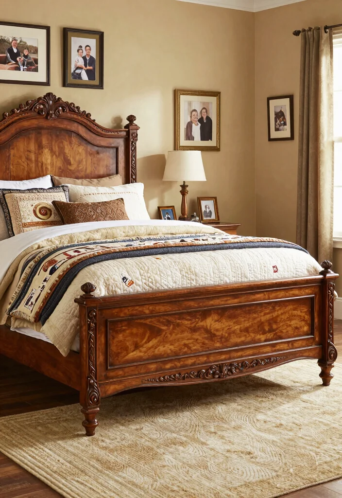 17 Farmhouse Bed Frame Ideas With Rustic Elegance - 17. Family Heirloom Frame 1