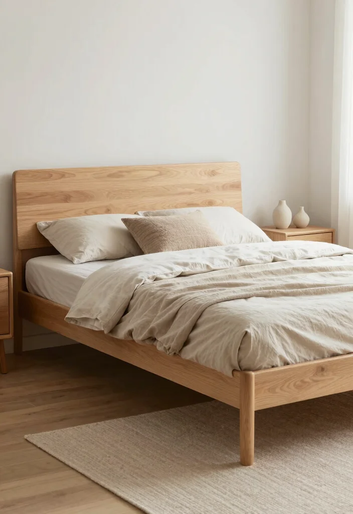 17 Farmhouse Bed Frame Ideas With Rustic Elegance - 5. Minimalist Wooden Frame 1
