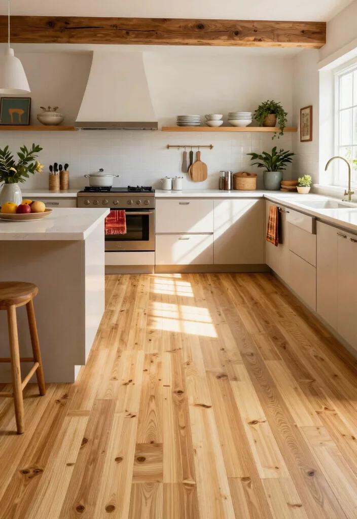 17 Farmhouse Kitchen Flooring Ideas With Natural Texture - 11. Natural Bamboo Flooring 1