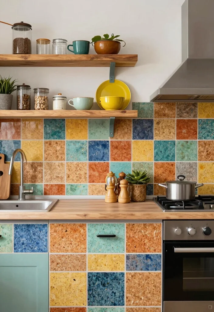 17 Farmhouse Kitchen Flooring Ideas With Natural Texture - 12. Cork Tiles with Color Variations 1