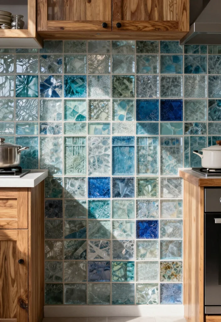 17 Farmhouse Kitchen Flooring Ideas With Natural Texture - 17. Recycled Glass Tiles 1