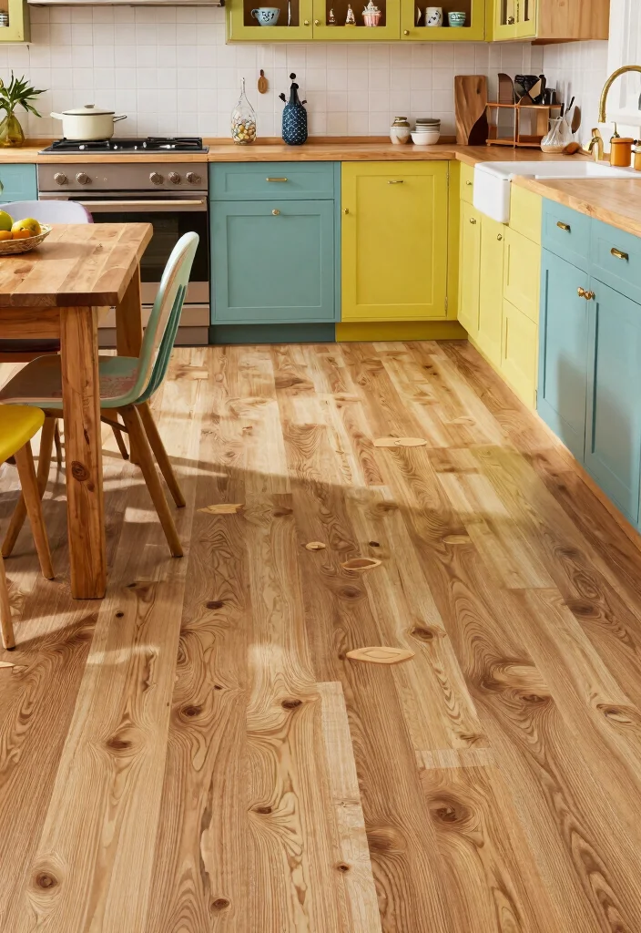 17 Farmhouse Kitchen Flooring Ideas With Natural Texture - 9. Linoleum with Natural Patterns 1
