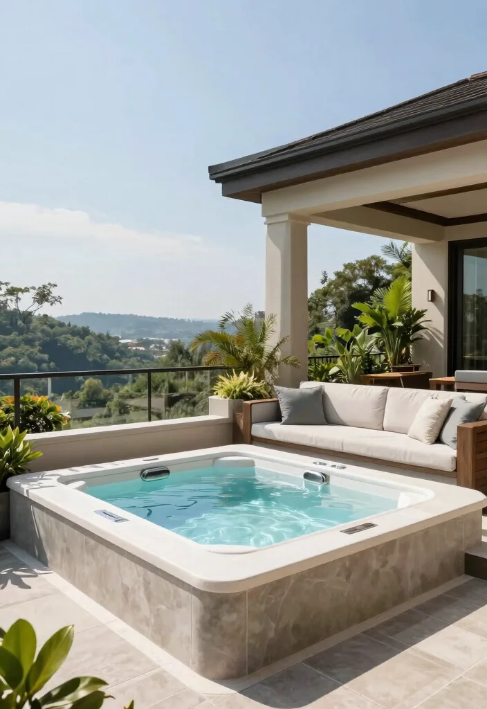 17 Jacuzzi on Terrace Ideas With Spa Luxury Feel - 11. Elevated Decking Solution 1