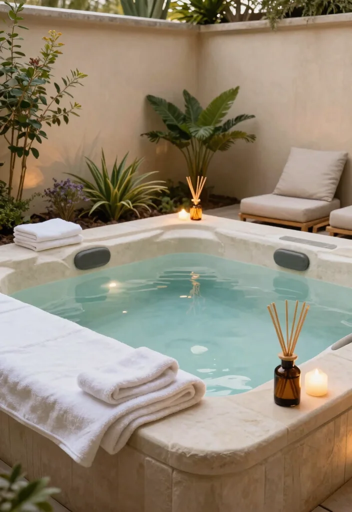 17 Jacuzzi on Terrace Ideas With Spa Luxury Feel - 13. Spa-Like Atmosphere with Aromatherapy 1