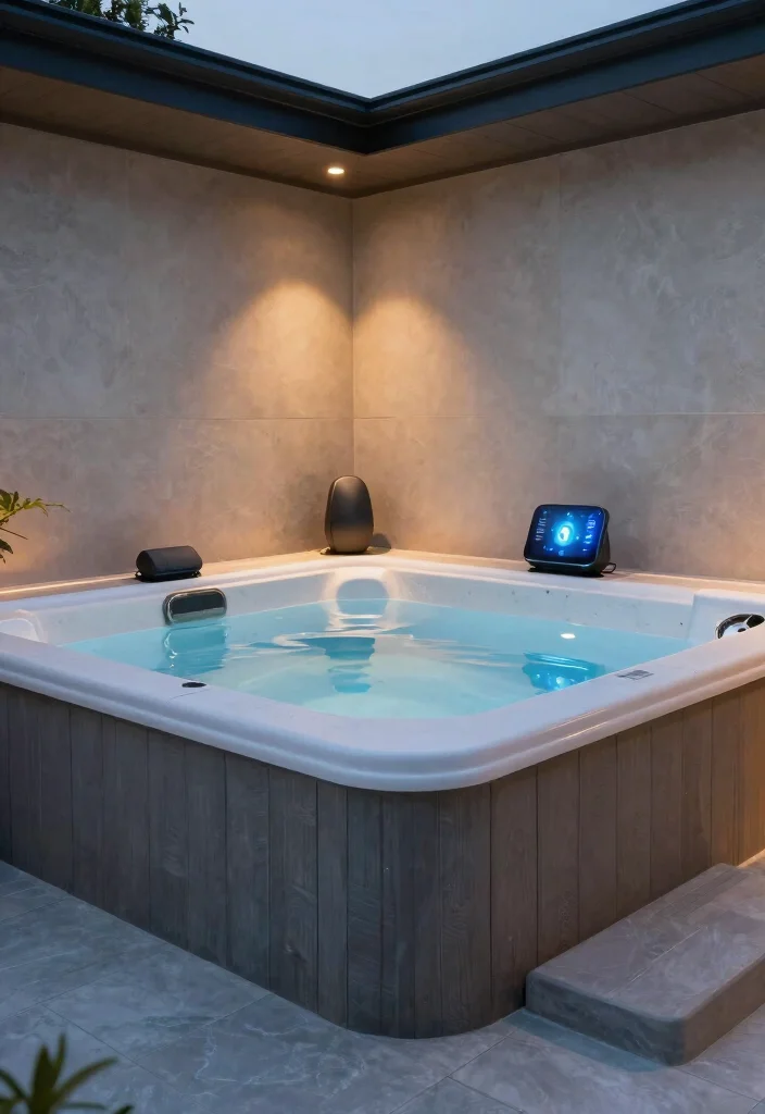 17 Jacuzzi on Terrace Ideas With Spa Luxury Feel - 16. Smart Technology for Comfort 1