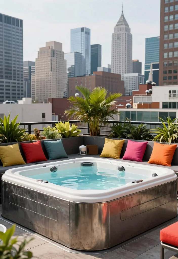 17 Jacuzzi on Terrace Ideas With Spa Luxury Feel - 6. Urban Chic 1