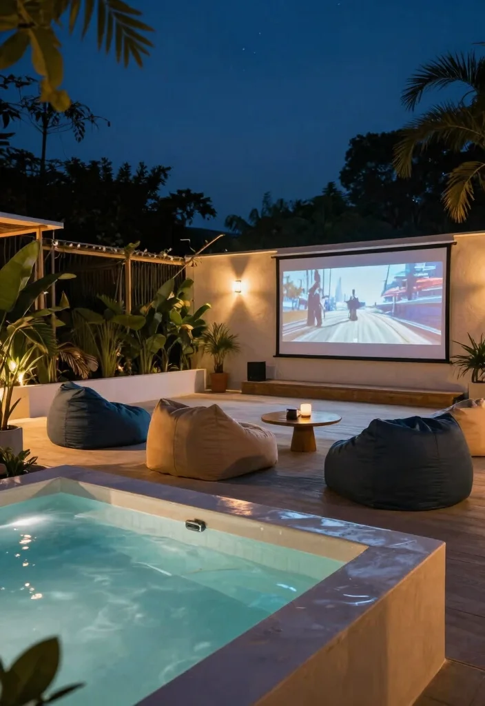 17 Jacuzzi on Terrace Ideas With Spa Luxury Feel - 8. Outdoor Movie Night Spa 1